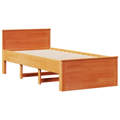 Letto Libreria senza Materasso Marrone Cera 75x190 cm in Pino | homemem39