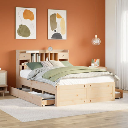 Letto Libreria senza Materasso 150x200 cm in Legno di Pino - homemem39
