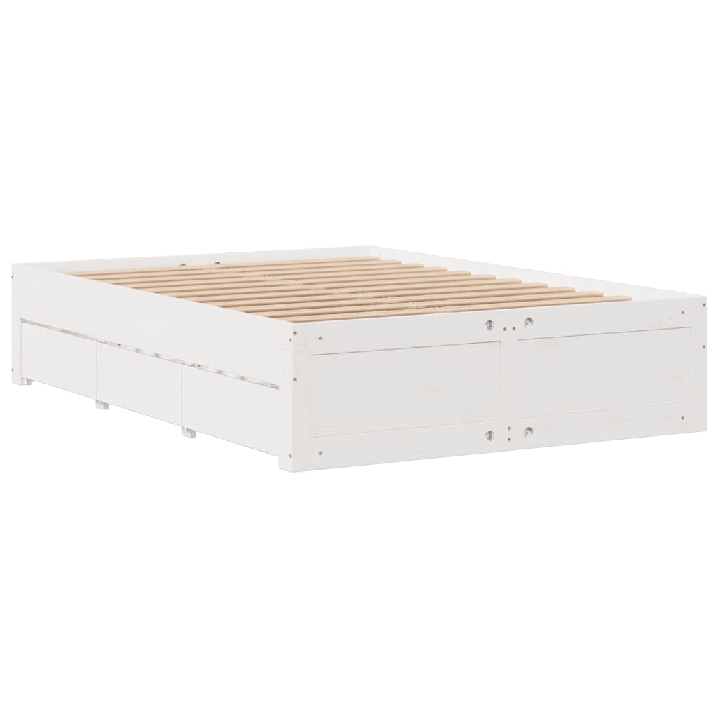 Letto Libreria senza Materasso Bianco 150x200 cm Legno di Pino - homemem39