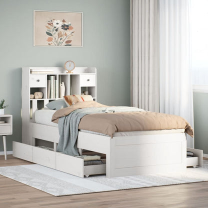 Letto Libreria senza Materasso Bianca 90x200 cm Legno di Pino - homemem39