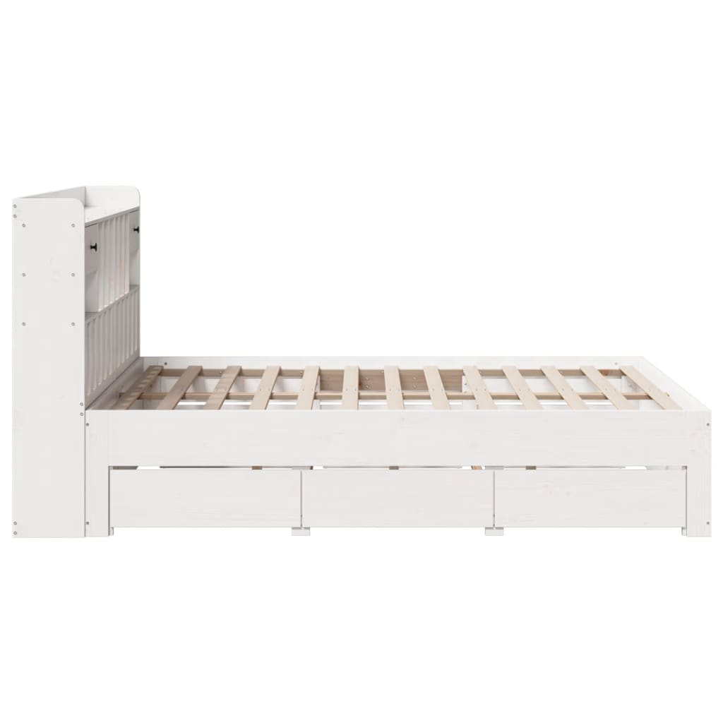 Letto Libreria senza Materasso Bianco 140x190 cm Legno di Pino - homemem39