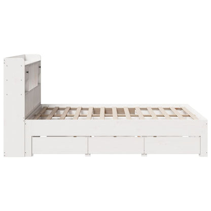 Letto Libreria senza Materasso Bianco 140x190 cm Legno di Pino - homemem39