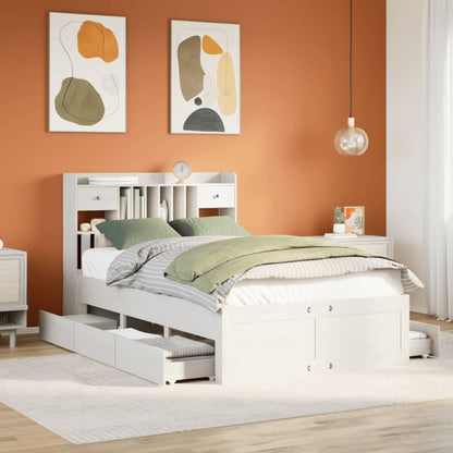 Letto Libreria senza Materasso Bianco 135x190 cm Legno di Pino - homemem39