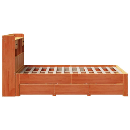 Letto Libreria senza Materasso Marrone Cera 135x190 cm in Pino - homemem39
