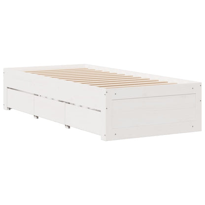 Letto Libreria senza Materasso Bianco 90x190 cm Massello Pino - homemem39