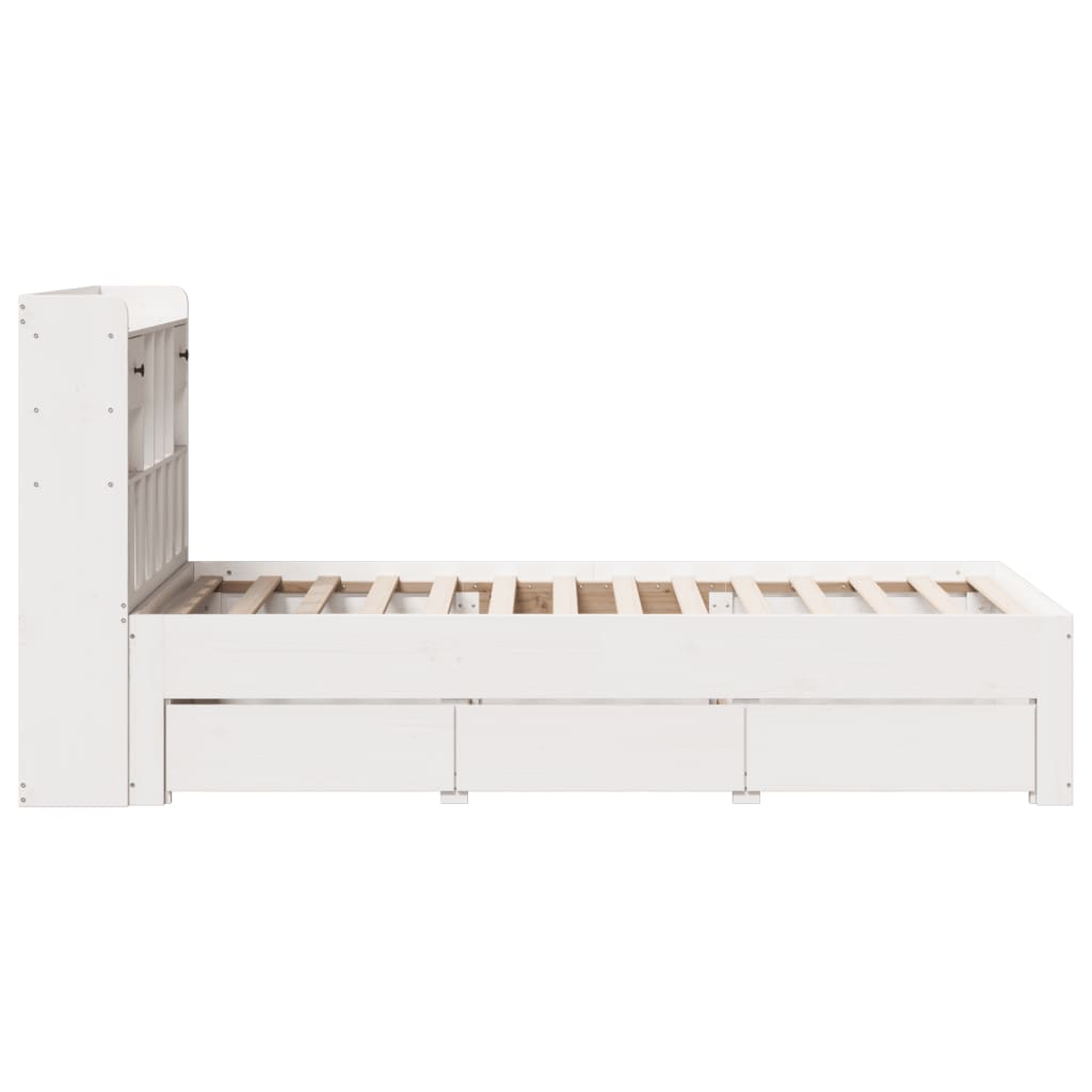 Letto Libreria senza Materasso Bianco 90x190 cm Massello Pino - homemem39