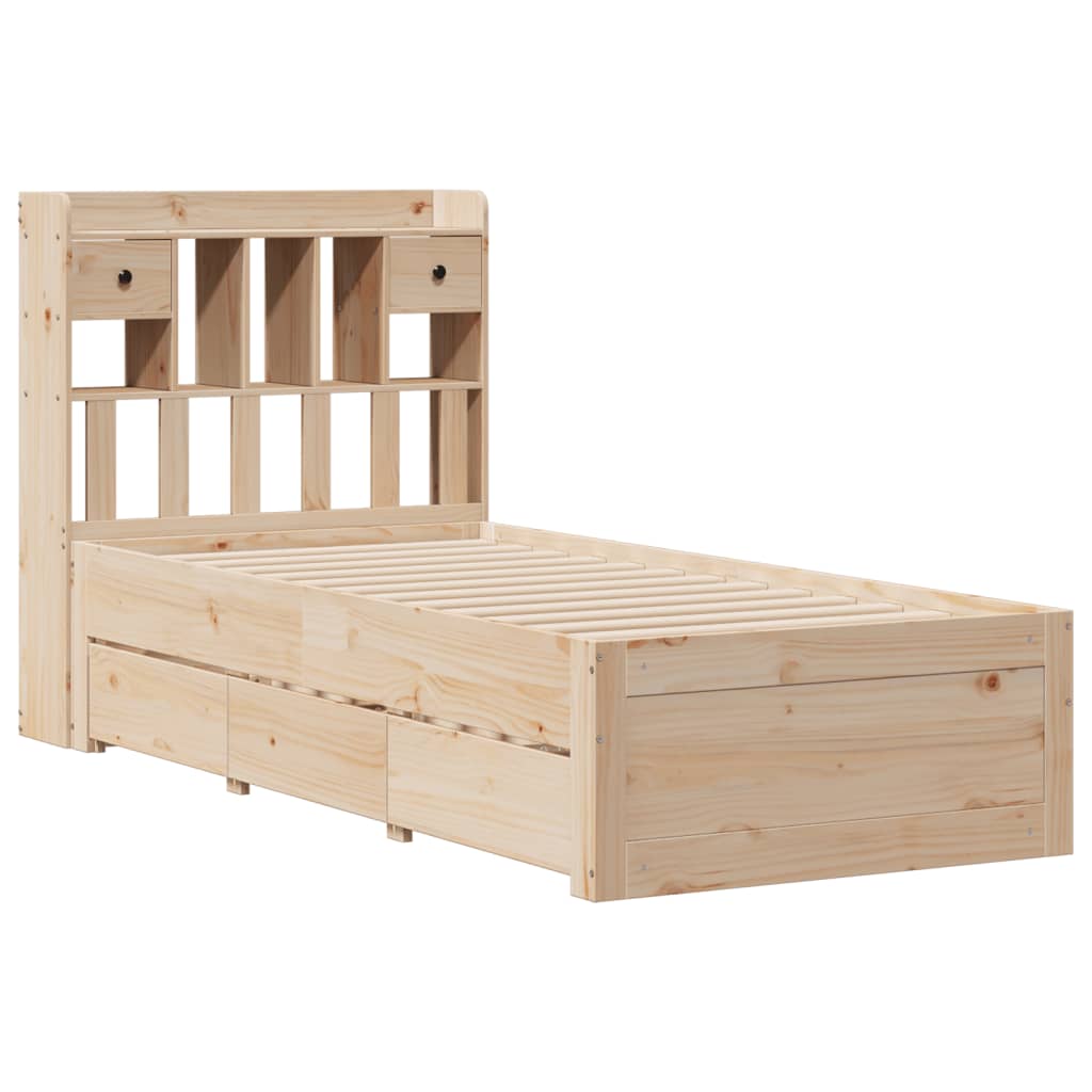 Giroletto con Libreria senza Materasso 75x190 cm in Legno Pino | homemem39