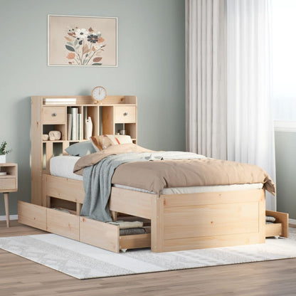 Giroletto con Libreria senza Materasso 75x190 cm in Legno Pino | homemem39