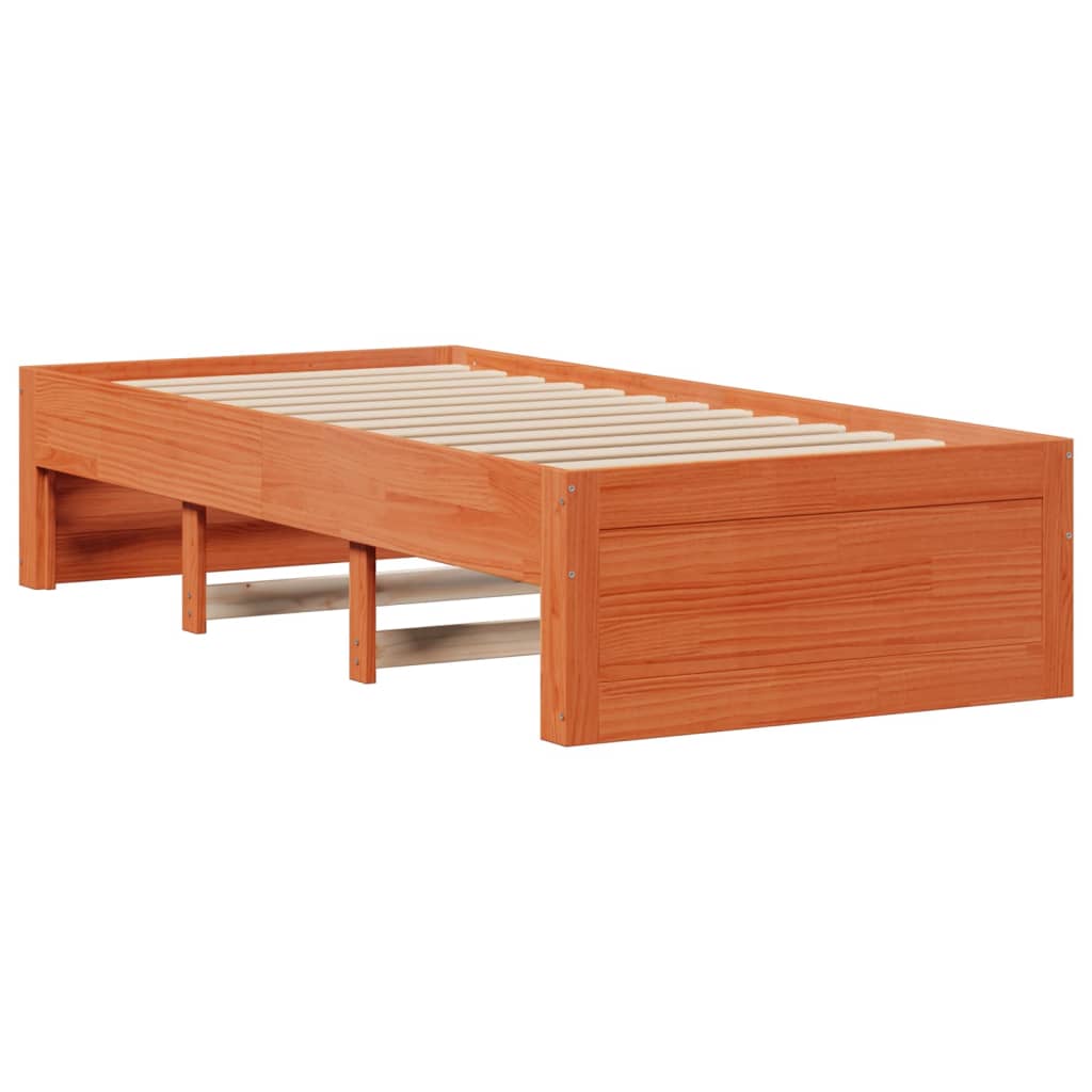 Letto Libreria senza Materasso Marrone Cera 75x190 cm in Pino
