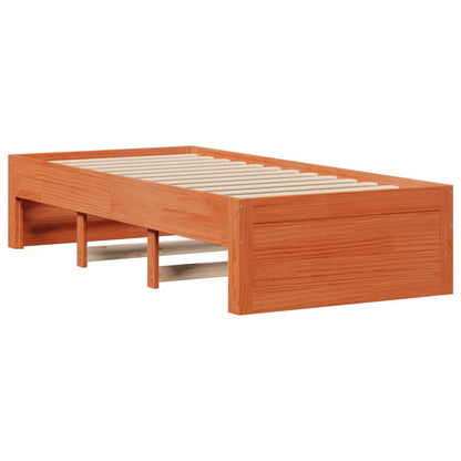 Letto Libreria senza Materasso Marrone Cera 75x190 cm in Pino
