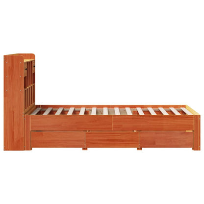 Letto Libreria senza Materasso Marrone Cera 75x190 cm in Pino