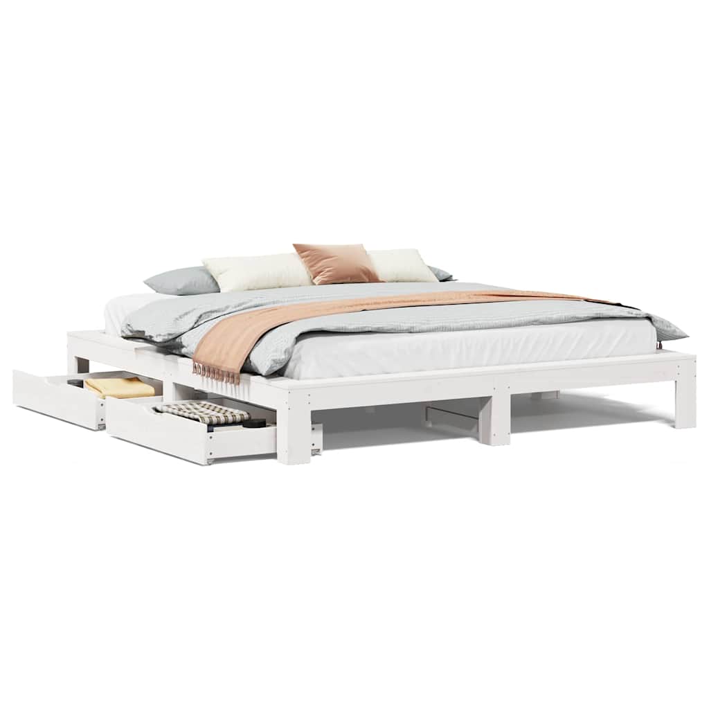 Giroletto senza Materasso Bianco 200x200 cm Legno Massello Pino | homemem39