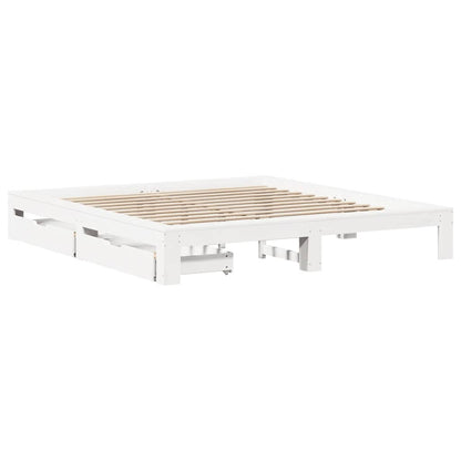 Giroletto senza Materasso Bianco 200x200 cm Legno Massello Pino | homemem39
