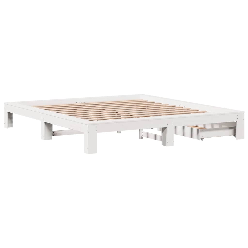 Giroletto senza Materasso Bianco 200x200 cm Legno Massello Pino | homemem39
