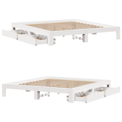 Giroletto senza Materasso Bianco 200x200 cm Legno Massello Pino | homemem39