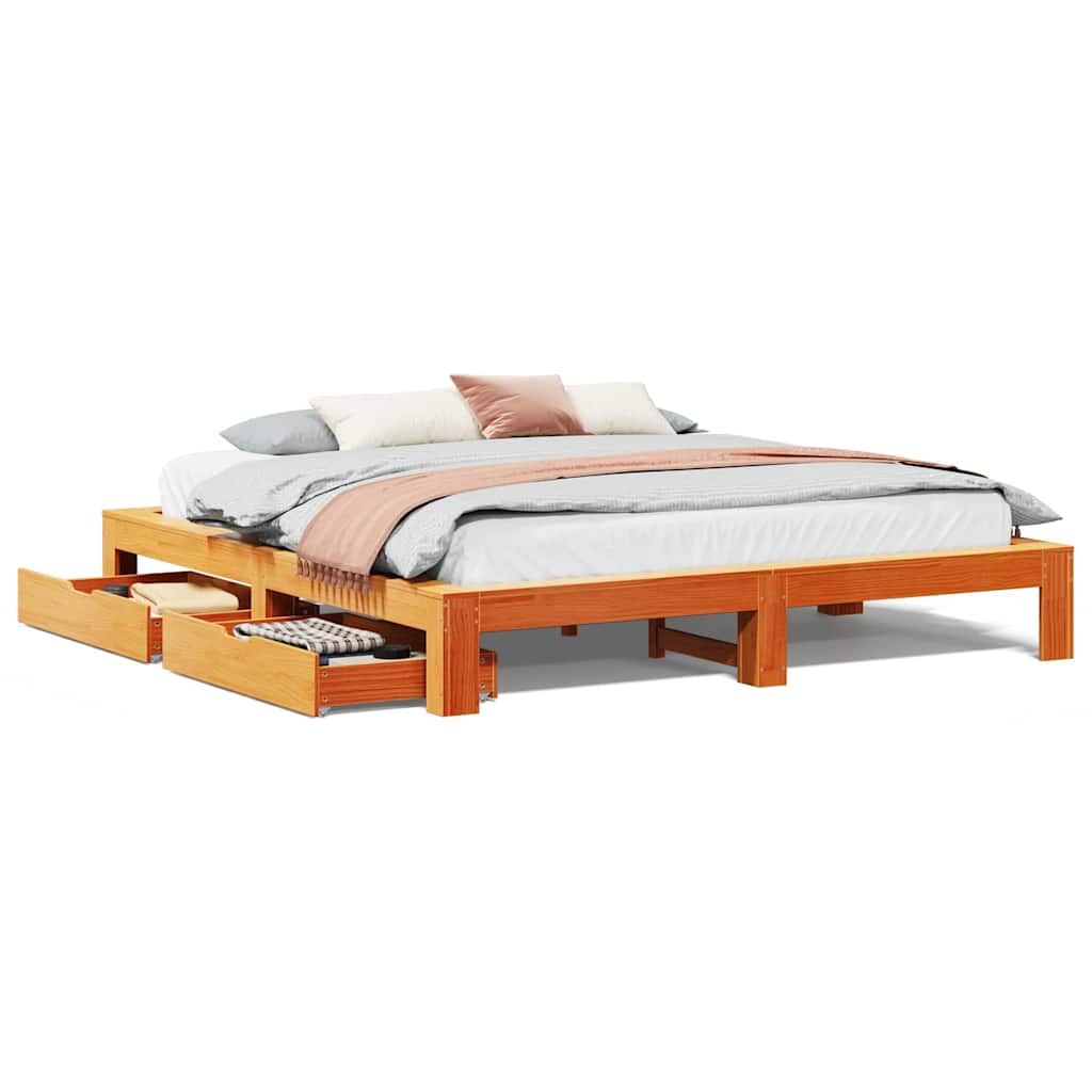Giroletto senza Materasso Marrone Cera 180x200 cm Legno di Pino | homemem39