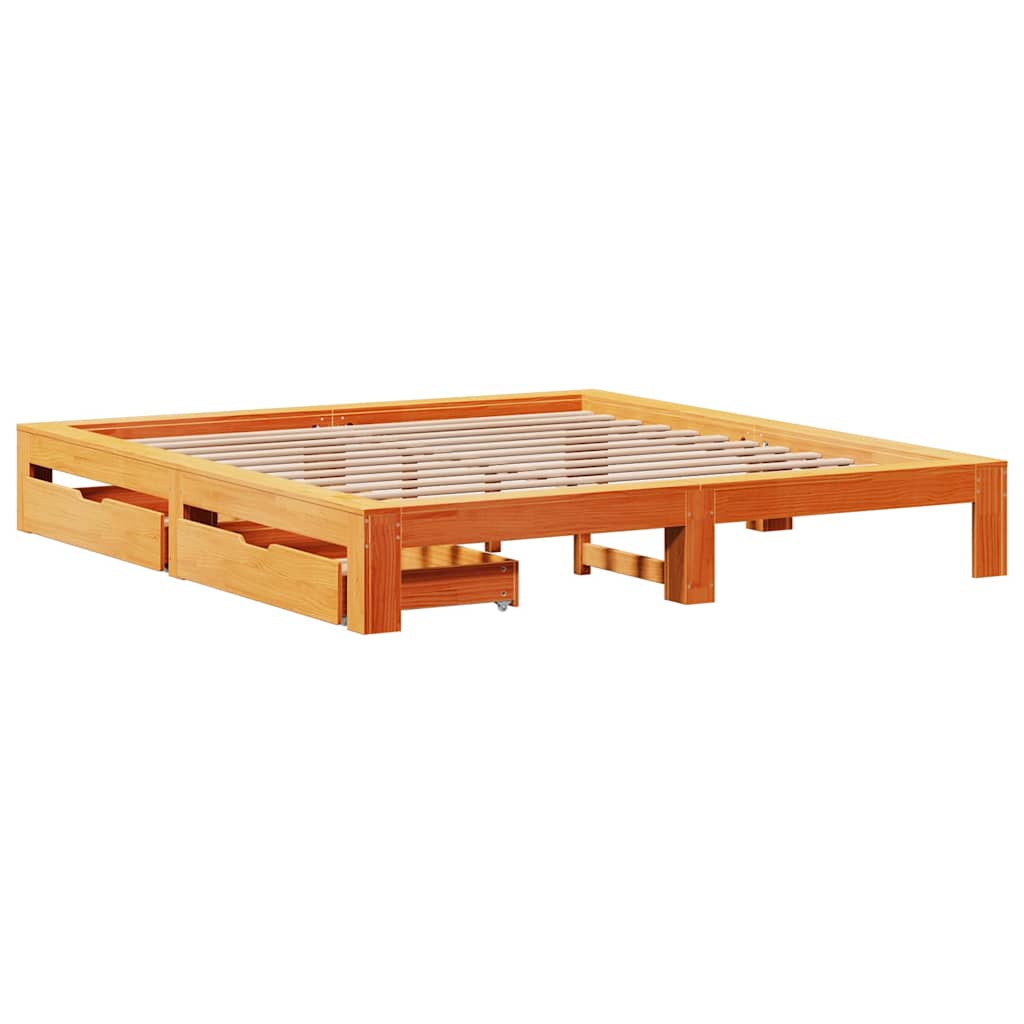 Giroletto senza Materasso Marrone Cera 180x200 cm Legno di Pino | homemem39