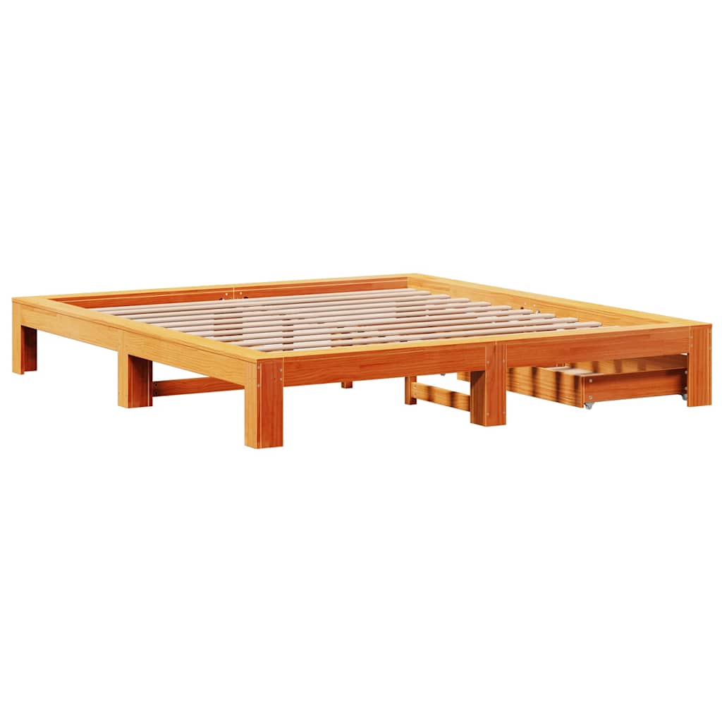 Giroletto senza Materasso Marrone Cera 180x200 cm Legno di Pino | homemem39