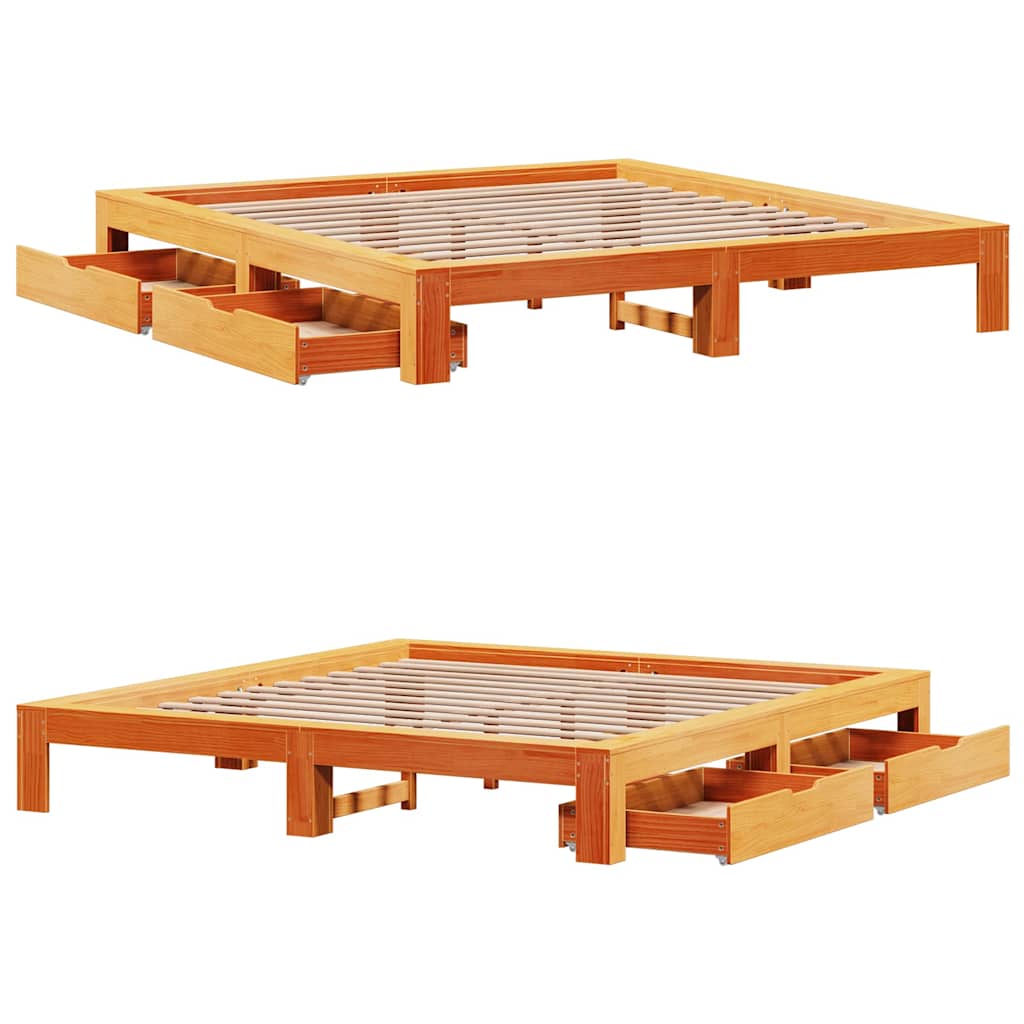 Giroletto senza Materasso Marrone Cera 180x200 cm Legno di Pino | homemem39