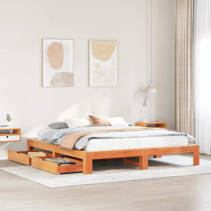 Giroletto senza Materasso Marrone Cera 180x200 cm Legno di Pino | homemem39