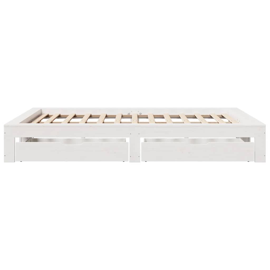 Letto senza Materasso Bianco 150x200 cm Legno Massello di Pino | homemem39