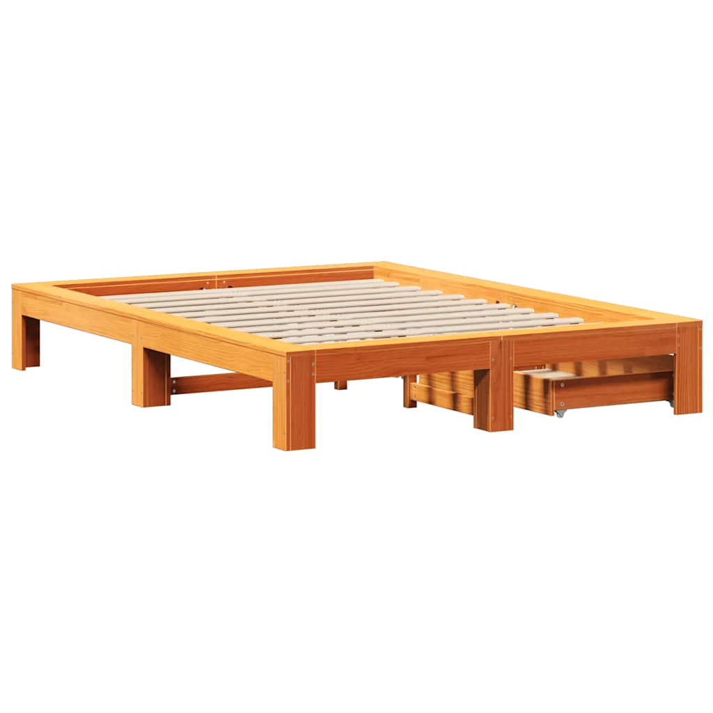 Letto senza Materasso Marrone Cera 150x200 cm in Legno di Pino