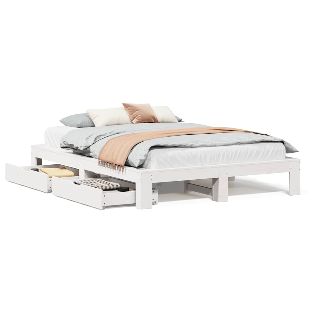 Letto senza Materasso Bianco 140x200 cm Legno Massello di Pino | homemem39