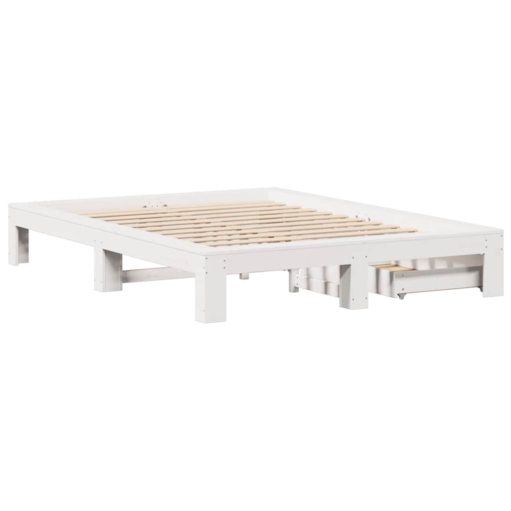 Letto senza Materasso Bianco 140x200 cm Legno Massello di Pino | homemem39