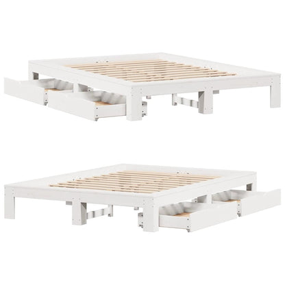 Letto senza Materasso Bianco 140x200 cm Legno Massello di Pino | homemem39