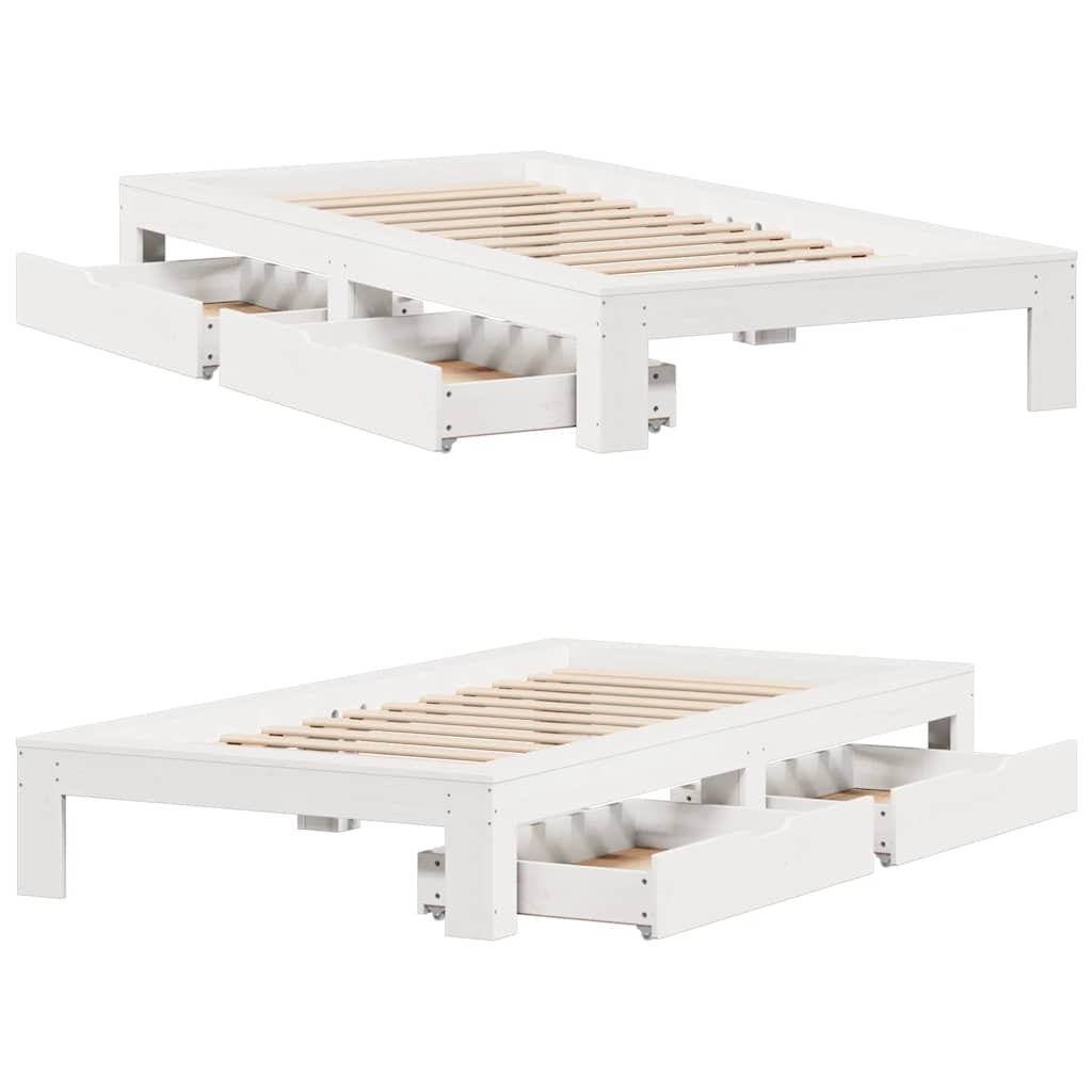 Giroletto senza Materasso Bianco 90x200 cm Legno Massello Pino | homemem39
