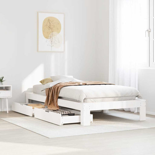 Giroletto senza Materasso Bianco 90x200 cm Legno Massello Pino | homemem39