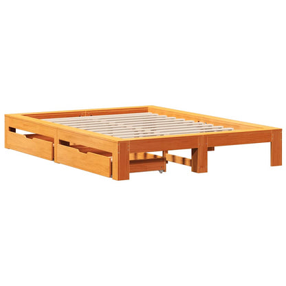 Letto senza Materasso Marrone Cera 140x190 cm in Legno di Pino | homemem39