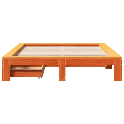 Letto senza Materasso Marrone Cera 140x190 cm in Legno di Pino | homemem39