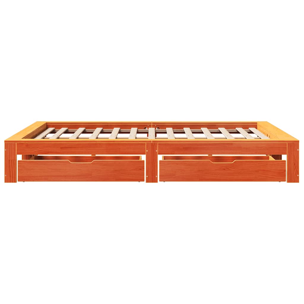 Letto senza Materasso Marrone Cera 140x190 cm in Legno di Pino | homemem39