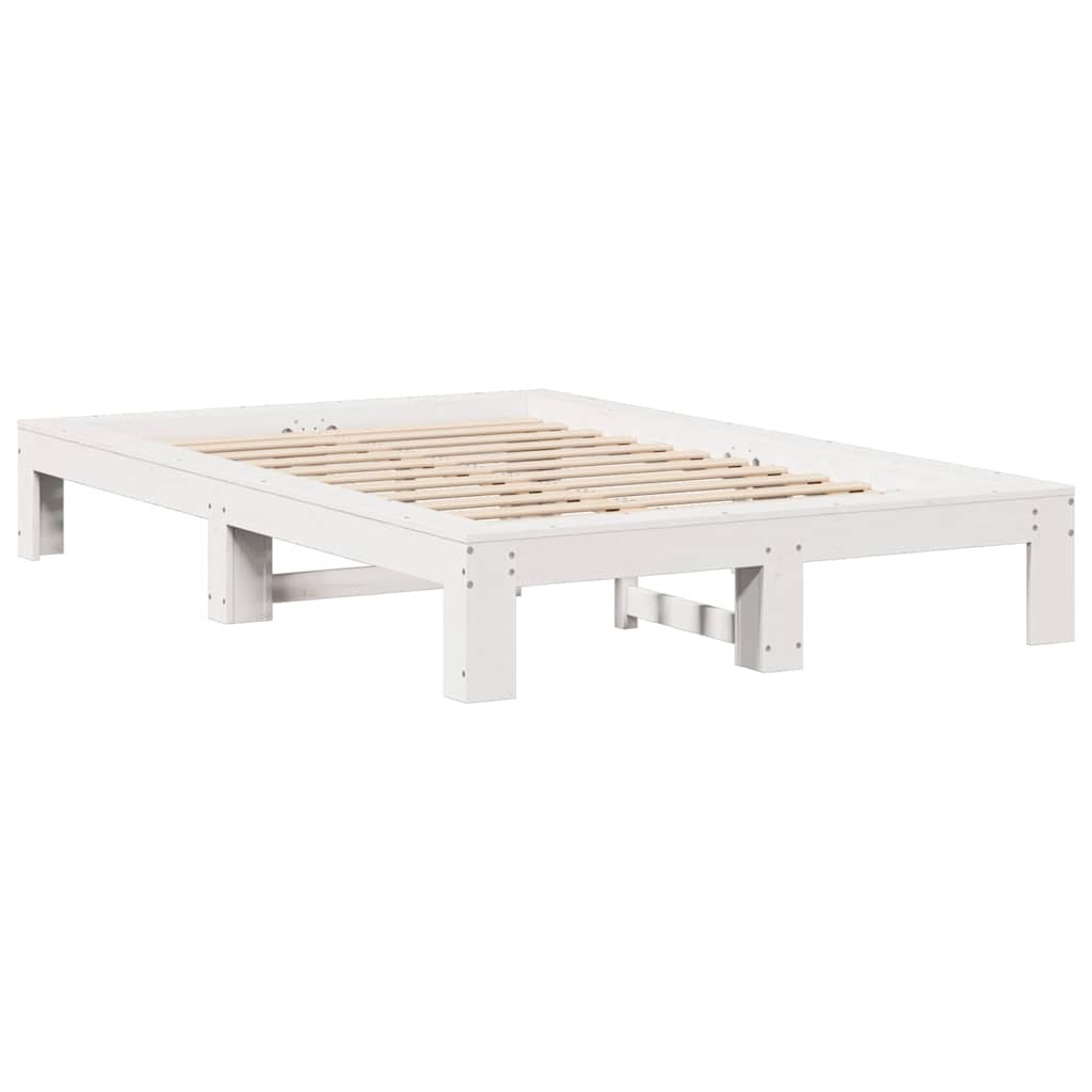 Giroletto senza Materasso Bianco 135x190 cm Legno Massello Pino