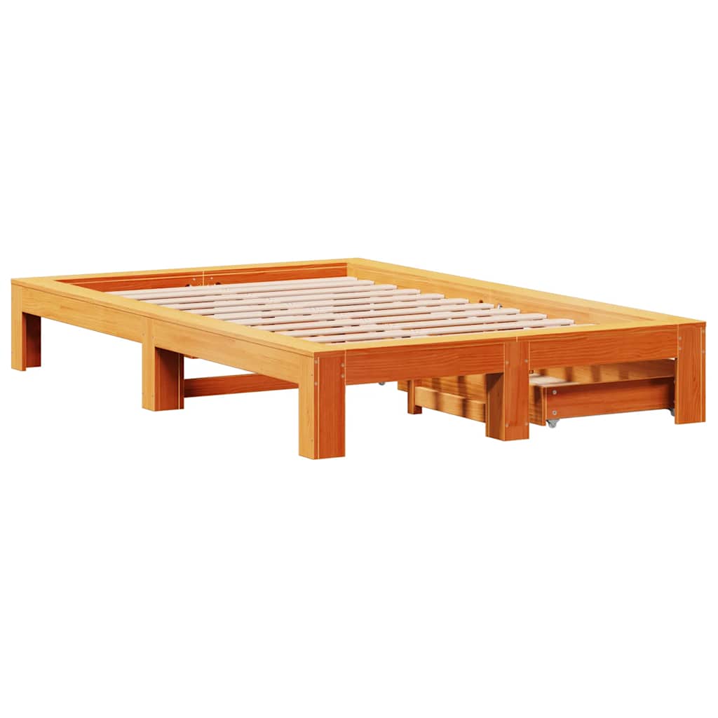 Giroletto senza Materasso Marrone Cera 135x190 cm Legno di Pino | homemem39