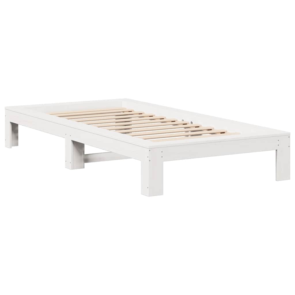 Letto senza Materasso Bianco 90x190 cm in Legno Massello Pino | homemem39