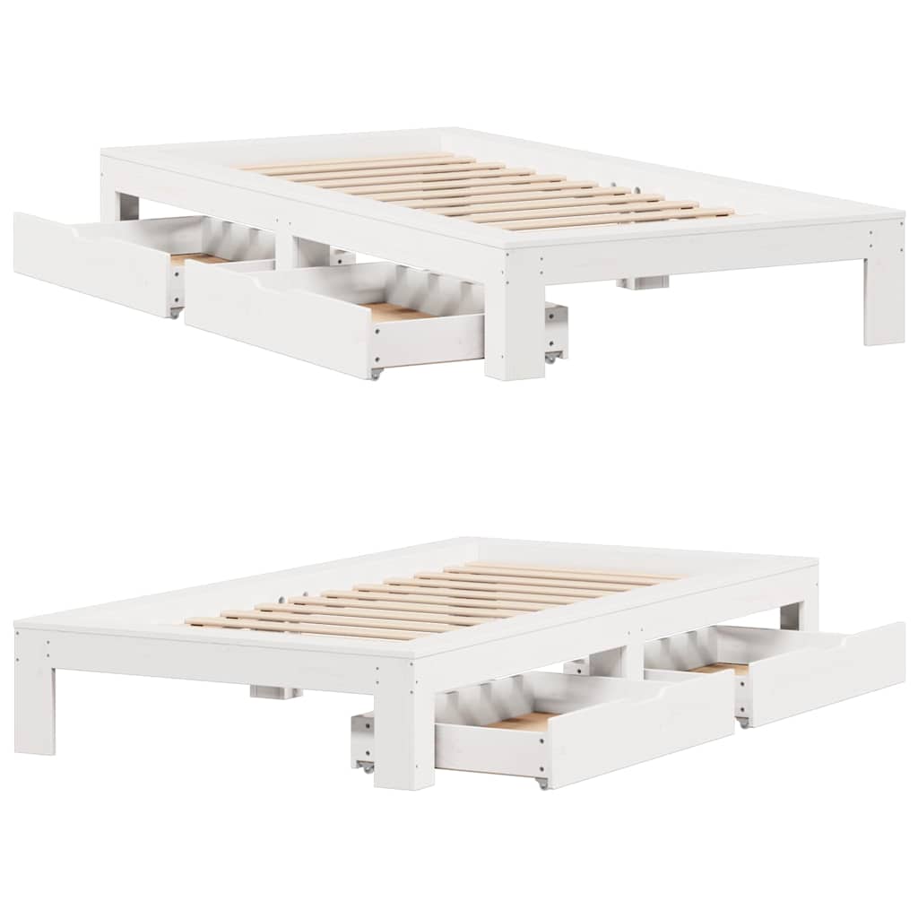 Letto senza Materasso Bianco 90x190 cm in Legno Massello Pino | homemem39