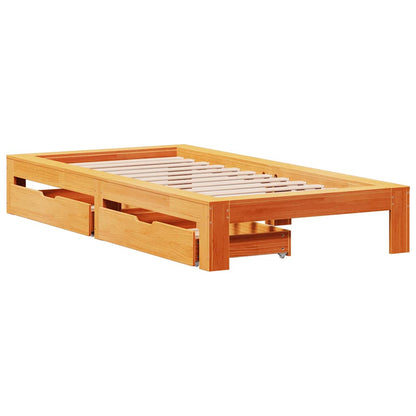 Letto senza Materasso Marrone Cera 90x190 cm in Legno di Pino | homemem39
