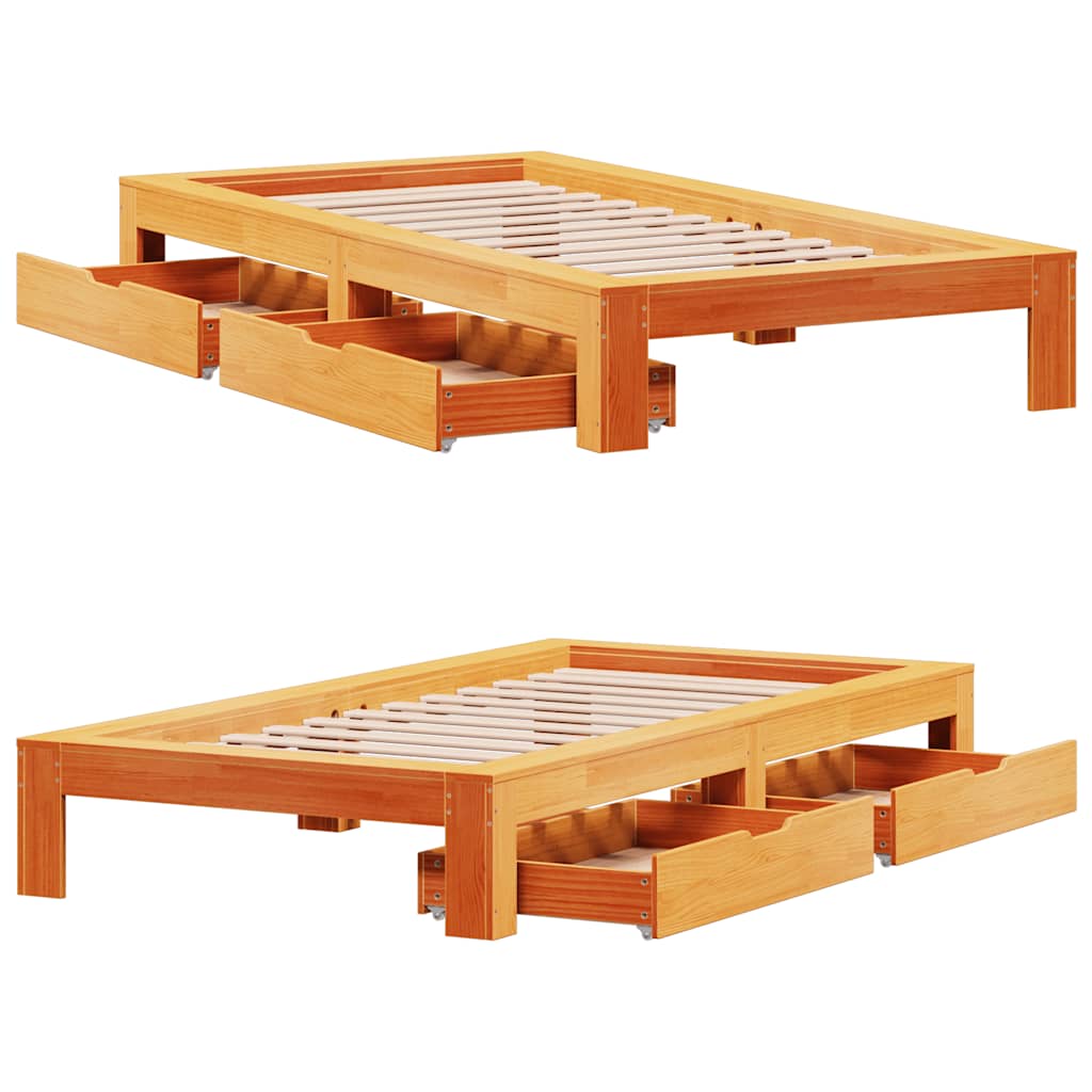 Letto senza Materasso Marrone Cera 90x190 cm in Legno di Pino | homemem39