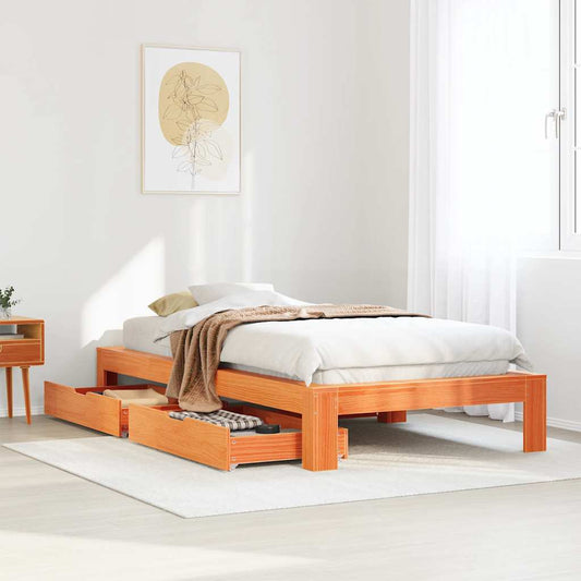 Letto senza Materasso Marrone Cera 90x190 cm in Legno di Pino