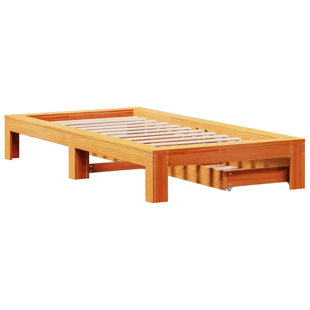 Letto senza Materasso Marrone Cera 75x190 cm in Legno di Pino | homemem39