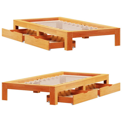 Letto senza Materasso Marrone Cera 75x190 cm in Legno di Pino | homemem39