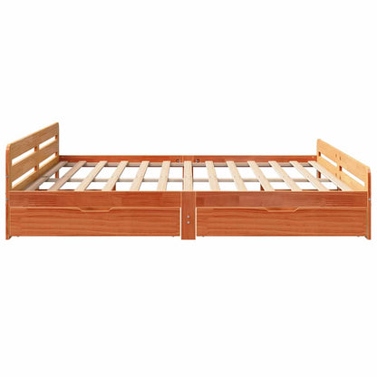 Letto senza Materasso Marrone Cera 200x200 cm in Legno di Pino