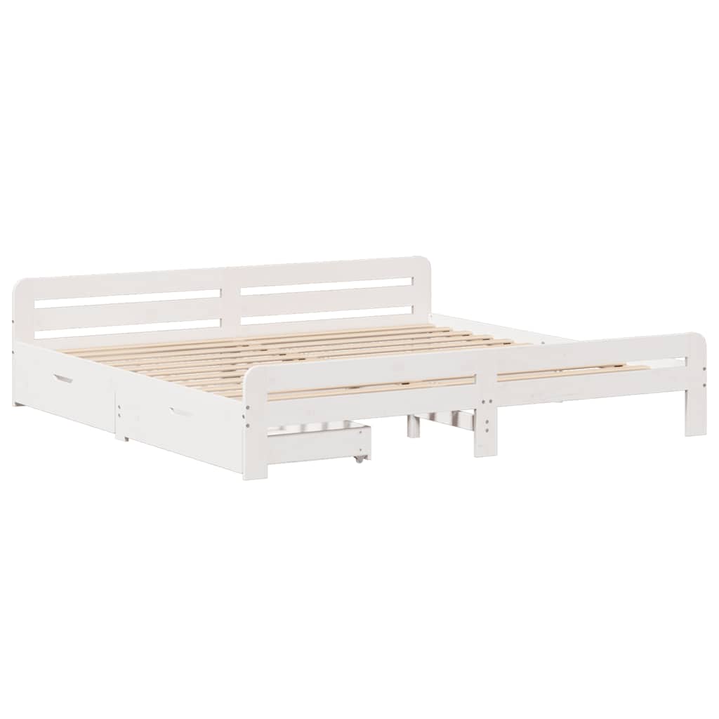Letto senza Materasso Bianco 180x200 cm Legno Massello di Pino - homemem39