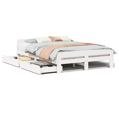 Letto senza Materasso Bianco 140x200 cm Legno Massello di Pino - homemem39