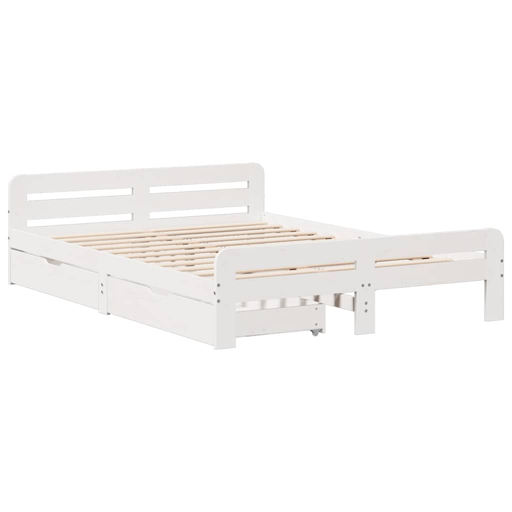Letto senza Materasso Bianco 140x200 cm Legno Massello di Pino - homemem39