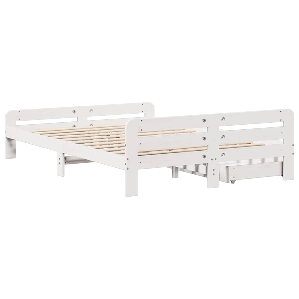 Letto senza Materasso Bianco 140x200 cm Legno Massello di Pino - homemem39
