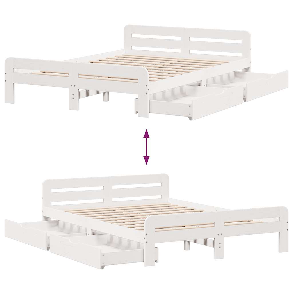 Letto senza Materasso Bianco 140x190 cm Legno Massello di Pino | homemem39