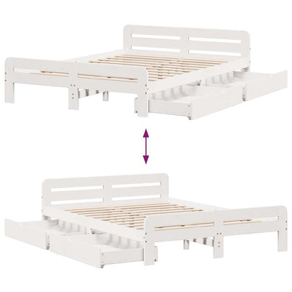 Letto senza Materasso Bianco 140x190 cm Legno Massello di Pino | homemem39